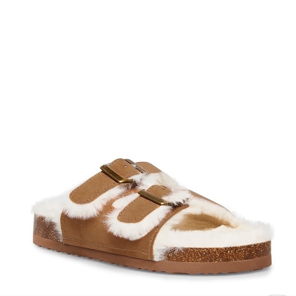 Steve Madden girls fur lined slide on sandals
